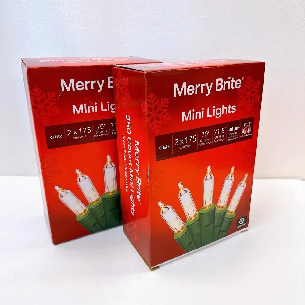 Merry‎ Brite 700 Mini Lights Clear Bulb Green Wire Indoor Outdoor Christmas 70'